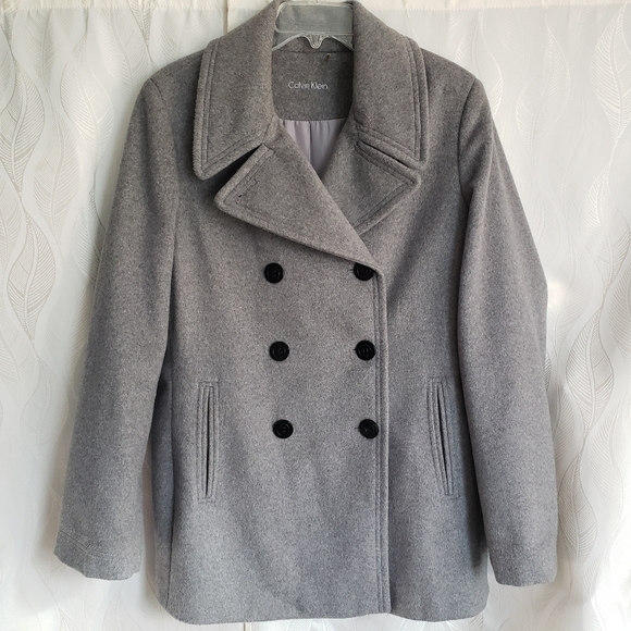 Calvin Klein Jackets & Blazers - Calvin Klein Light Gray Wool Peacoat